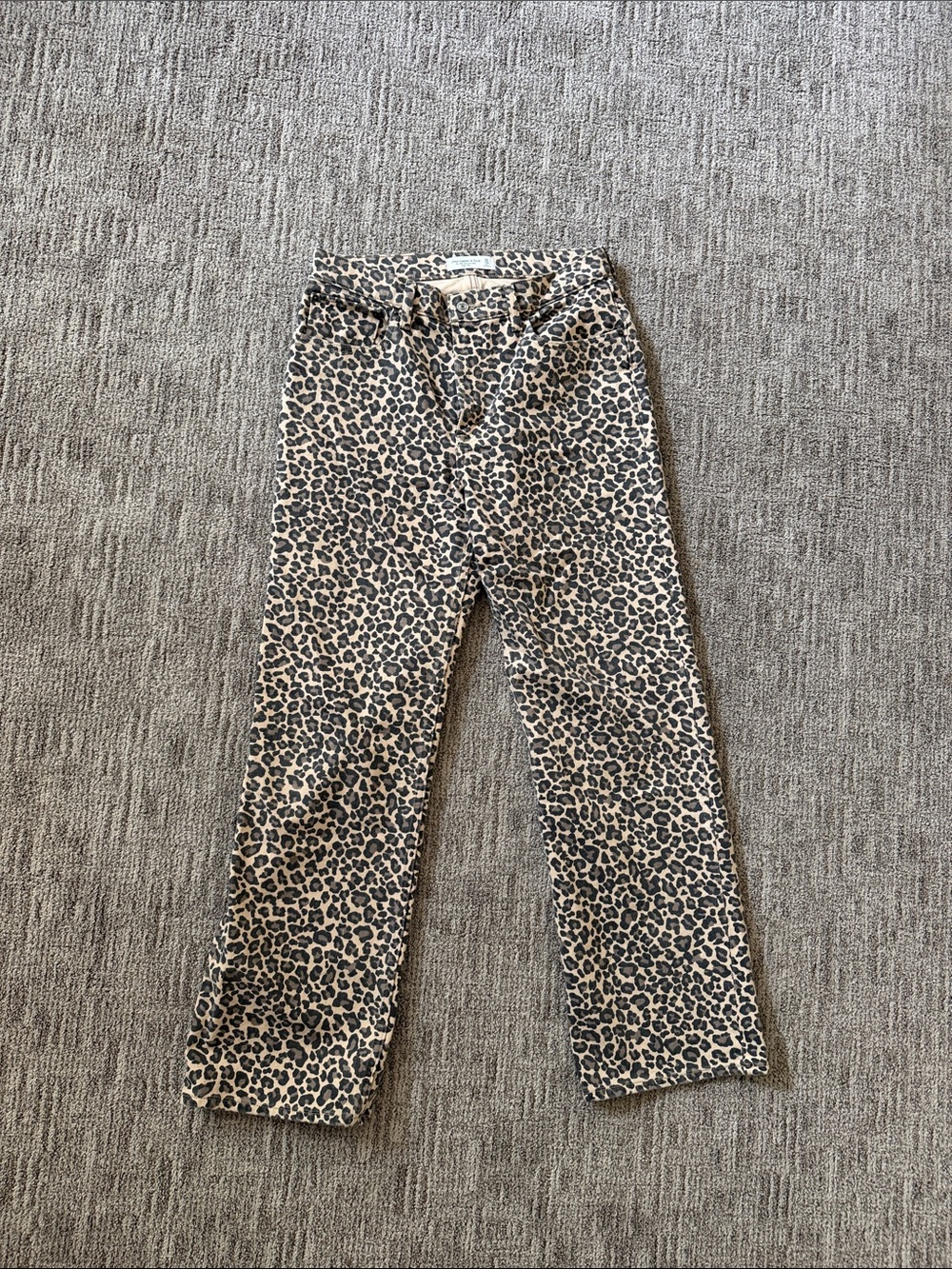 Abercrombie & Fitch Women's High-Rise Leopard Jeans in Beige and Black